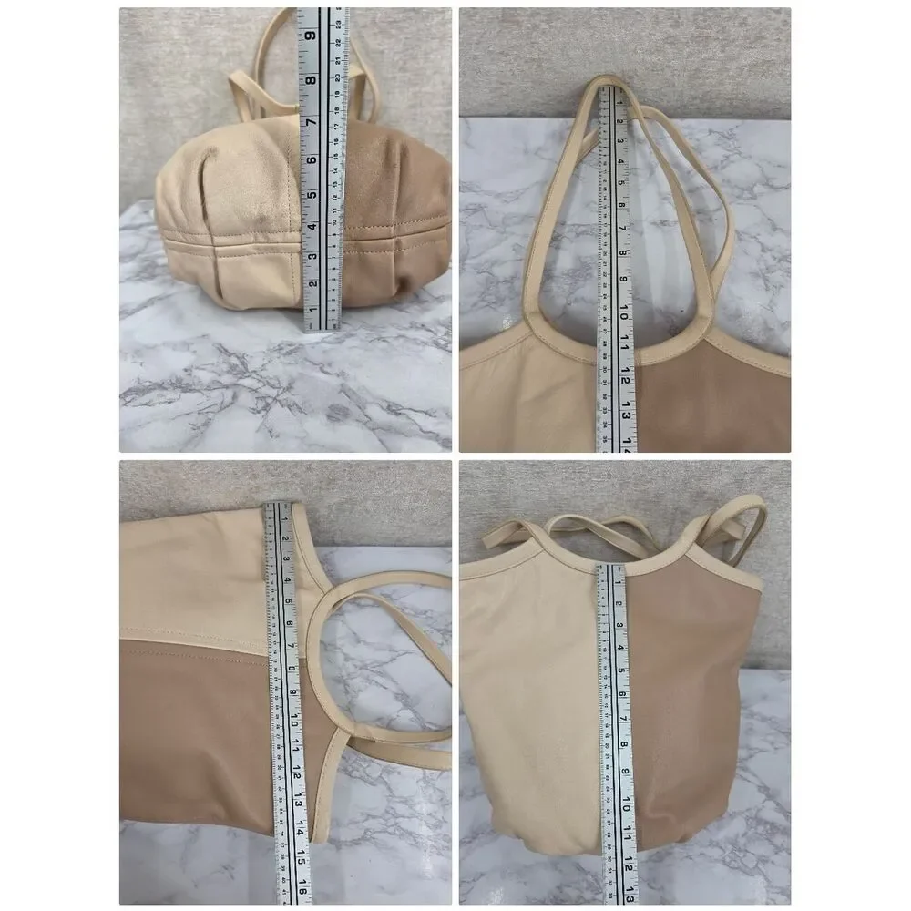 Coach Bea Neutral Two-Tone Ivory & Taupe Leather Top Zip Tote Bag